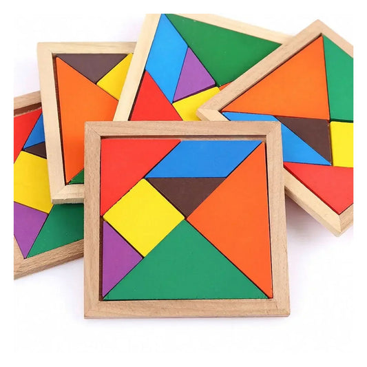 Caja de 400 Tangram  Didáctico Madera 16x16cm Mayoreo