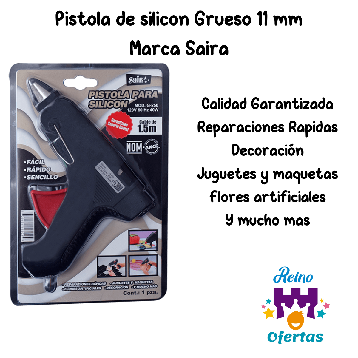 Pistola de silicon grueso 40W Saira Premium