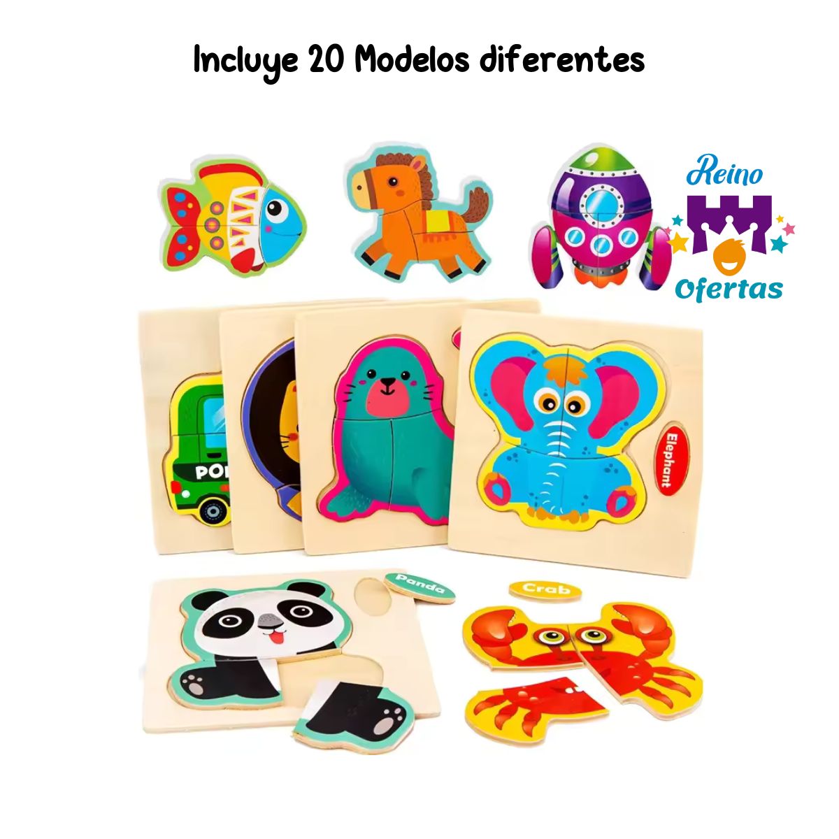 Rompecabezas Didactico 10x10cm Variedad Animales