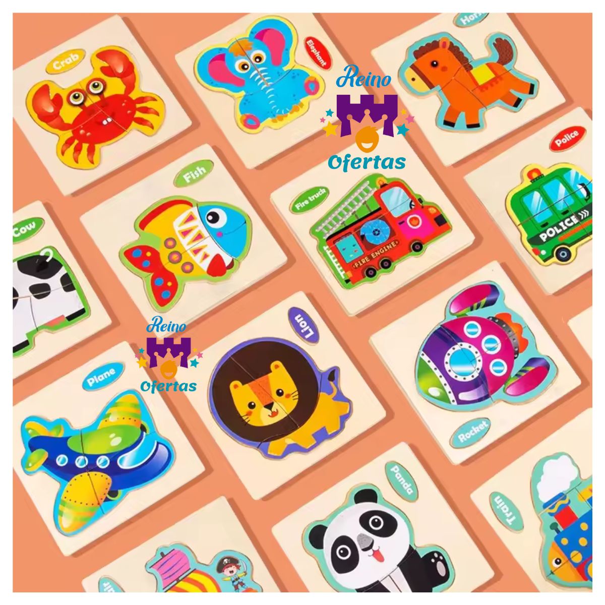 Rompecabezas Didactico 10x10cm Variedad Animales