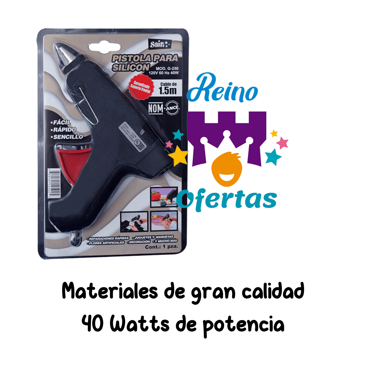 Pistola de silicon grueso 40W Saira Premium