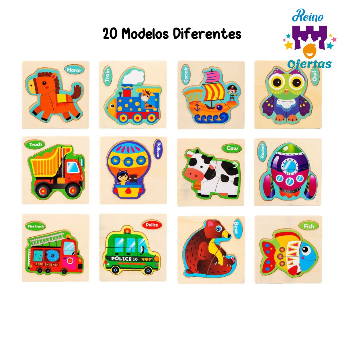 Rompecabezas Didactico 10x10cm Variedad Animales