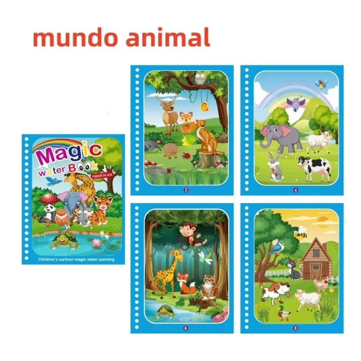 Libro Mágico Dibujo con Agua, Re Utilizable Paquete 6 Piezas