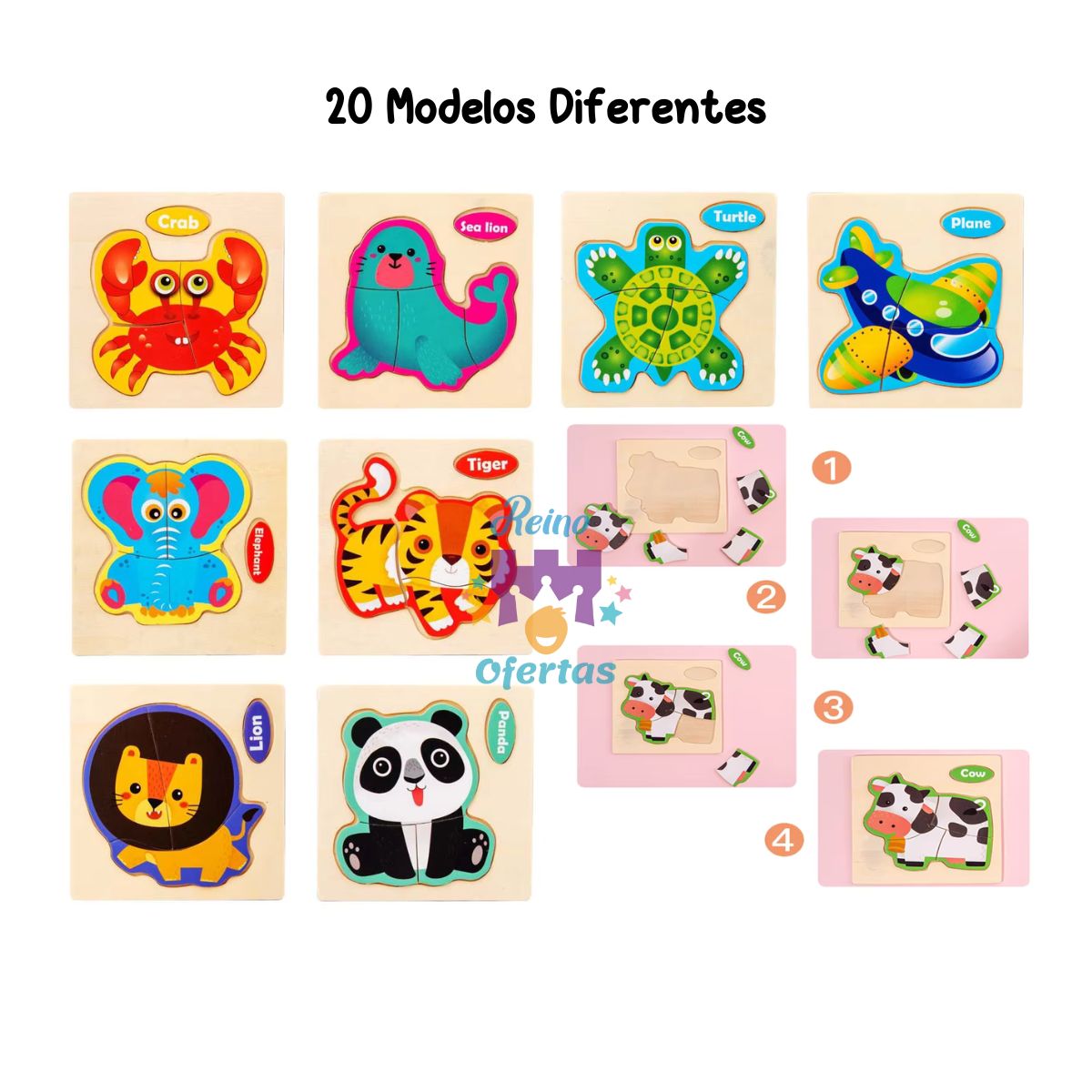 Rompecabezas Didactico 10x10cm Variedad Animales