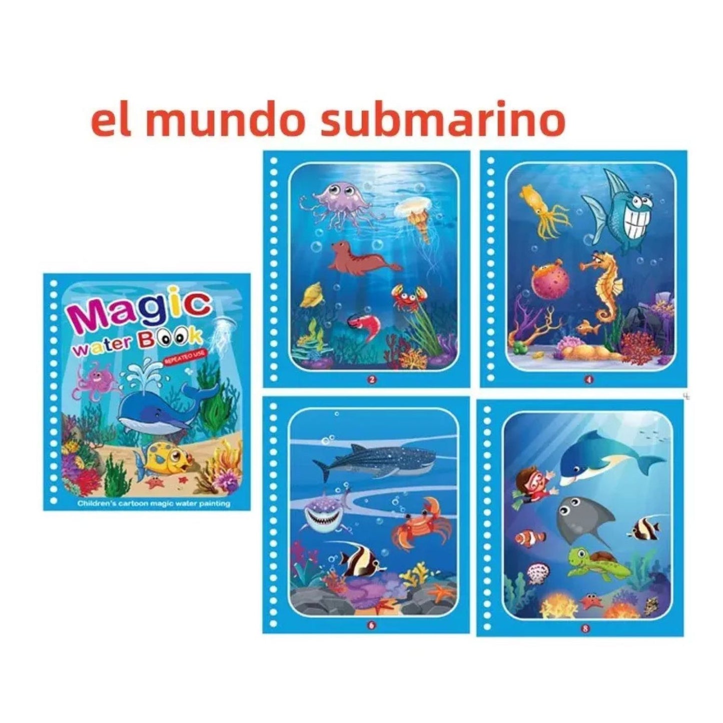 Libro Mágico Dibujo con Agua, Re Utilizable Paquete 6 Piezas