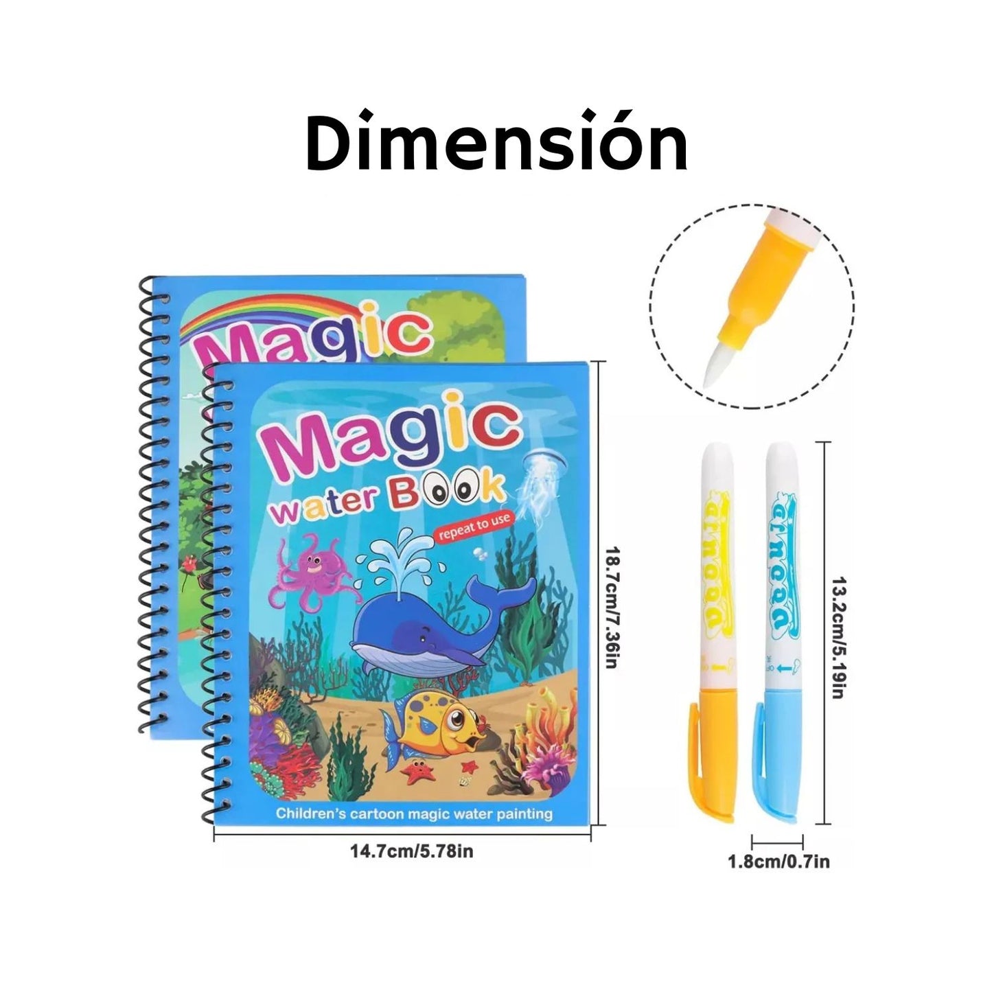 Libro Mágico Dibujo con Agua, Re Utilizable Paquete 6 Piezas