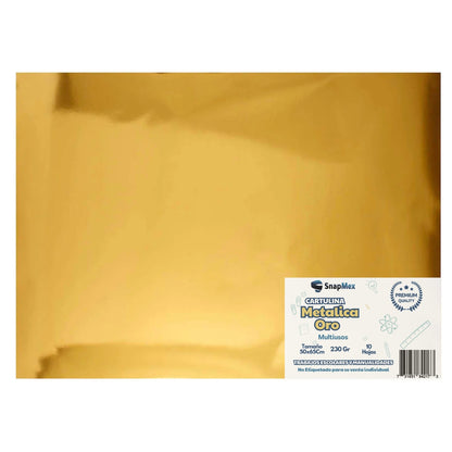 Cartulina metalica Snapmex Oro 47.5cm x 66cm 10 Piezas