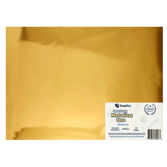 Cartulina metalica Snapmex Oro 47.5cm x 66cm 10 Piezas