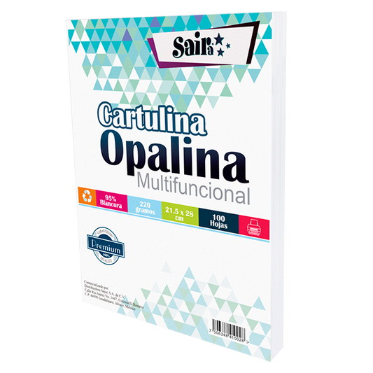 Papel Opalina Gruesa Tamaño Carta 220 Gr 100 Hojas Premium